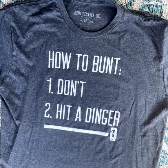 BSBL Lifestyle‎ 101 "How to Bunt" Graphic Men's T-Shirt Black - Size L - Picture 5 of 8